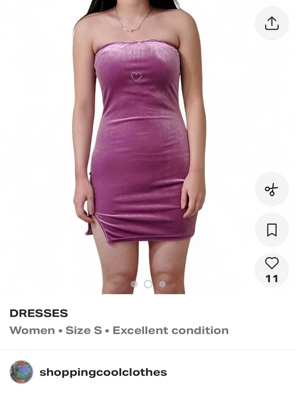 Strapless Velvet Mini Dress in Pinkish Purple